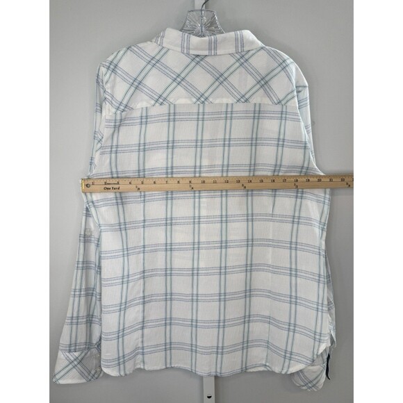 Tommy Hilfiger Women’s XL Plaid Button Down Shirt Blue Green Cotton Roll Tab - Picture 6 of 9